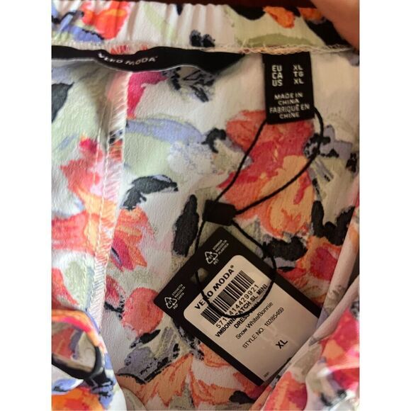 Vero Moda Bonni Catch Fit & Flare Dress Watercolor Open Strappy Back Womens xl - Picture 8 of 8